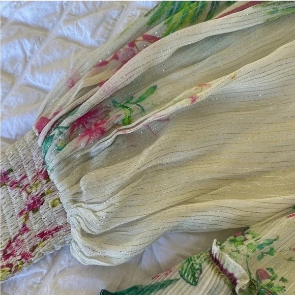 Hemant & Nandita botanical shimmer Zaina ruffle tiered mini dress - Picture 12 of 15